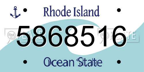 5868516 Rhode Island License Plate