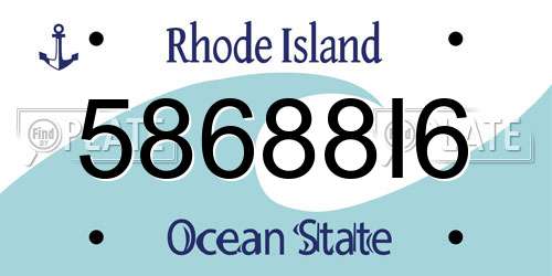 58688I6 Rhode Island License Plate