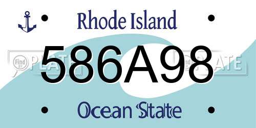 586A98 Rhode Island License Plate