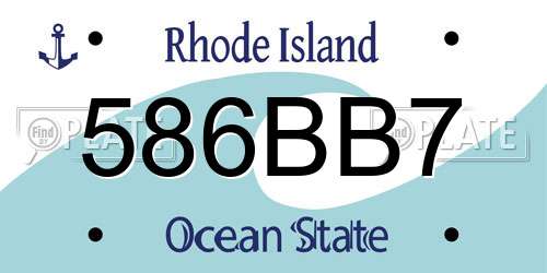 586BB7 Rhode Island License Plate