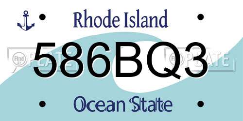 586BQ3 Rhode Island License Plate