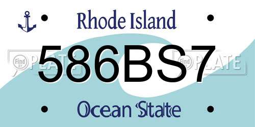 586BS7 Rhode Island License Plate