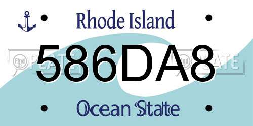 586DA8 Rhode Island License Plate