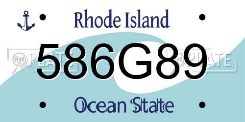 586G89 Rhode Island License Plate