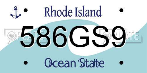 586GS9 Rhode Island License Plate