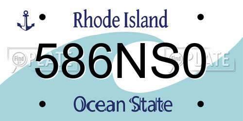 586NS0 Rhode Island License Plate
