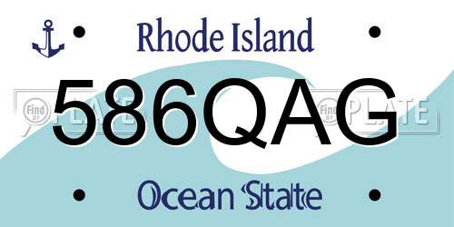 586QAG Rhode Island License Plate