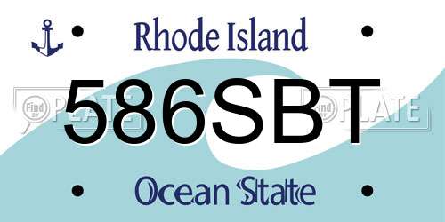 586SBT Rhode Island License Plate