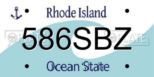586SBZ Rhode Island License Plate