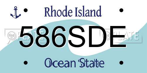 586SDE Rhode Island License Plate