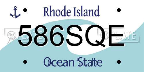 586SQE Rhode Island License Plate