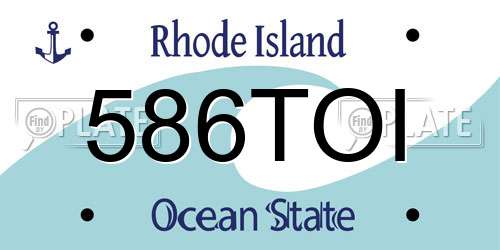 586TOI Rhode Island License Plate