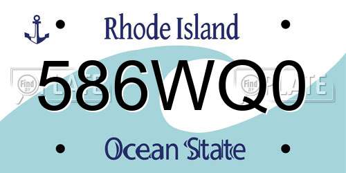 586WQ0 Rhode Island License Plate