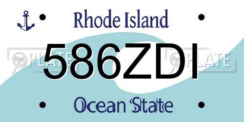 586ZDI Rhode Island License Plate