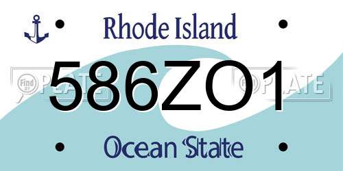 586ZO1 Rhode Island License Plate
