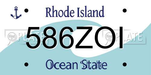 586ZOI Rhode Island License Plate