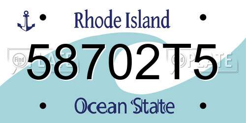 58702T5 Rhode Island License Plate