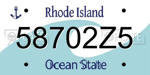 58702Z5 Rhode Island License Plate