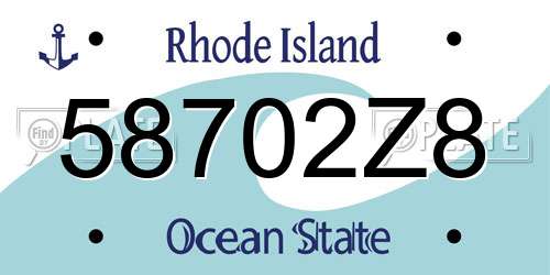 58702Z8 Rhode Island License Plate
