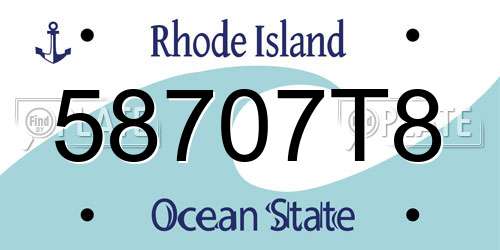 58707T8 Rhode Island License Plate