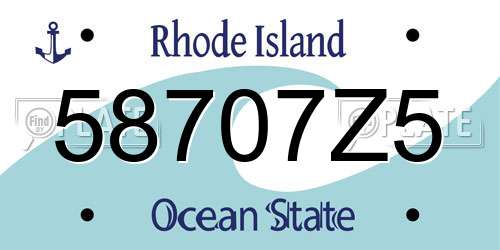 58707Z5 Rhode Island License Plate