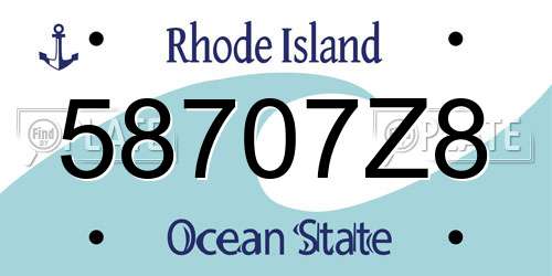 58707Z8 Rhode Island License Plate