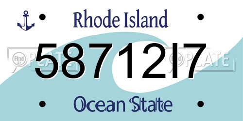 58712I7 Rhode Island License Plate