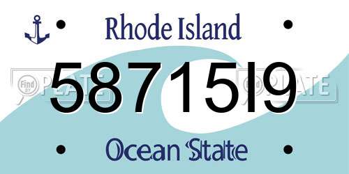 58715I9 Rhode Island License Plate