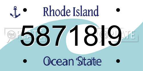 58718I9 Rhode Island License Plate