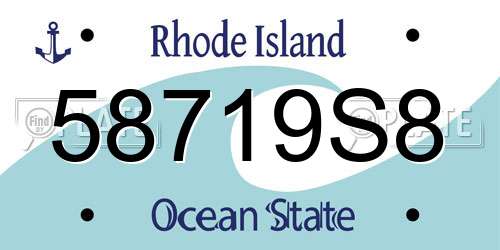 58719S8 Rhode Island License Plate