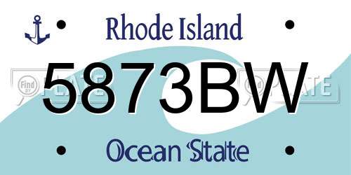 5873BW Rhode Island License Plate