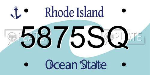 5875SQ Rhode Island License Plate