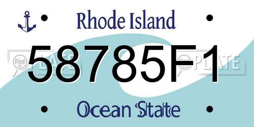 58785F1 Rhode Island License Plate