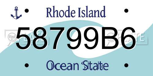 58799B6 Rhode Island License Plate