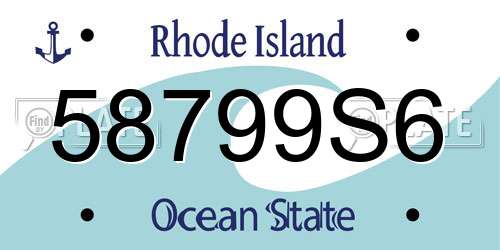 58799S6 Rhode Island License Plate
