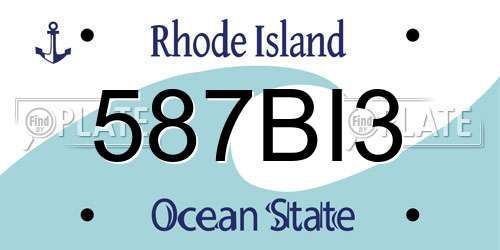 587BI3 Rhode Island License Plate