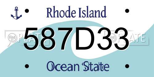 587D33 Rhode Island License Plate