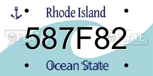 587F82 Rhode Island License Plate