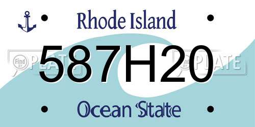 587H20 Rhode Island License Plate