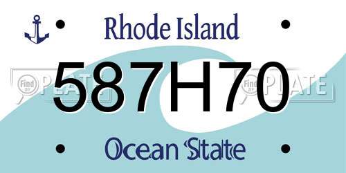 587H70 Rhode Island License Plate