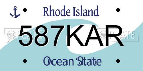 587KAR Rhode Island License Plate