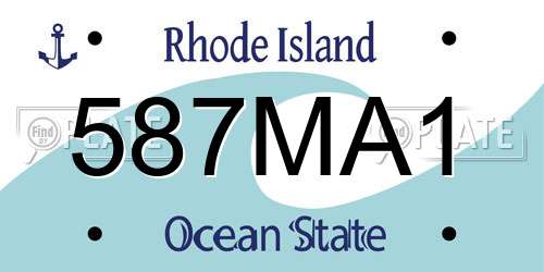 587MA1 Rhode Island License Plate