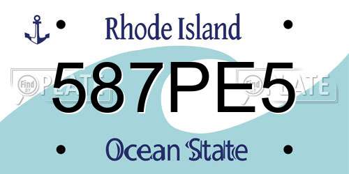 587PE5 Rhode Island License Plate