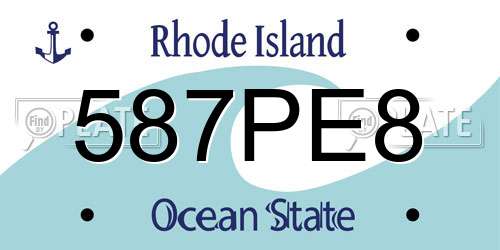 587PE8 Rhode Island License Plate