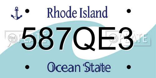 587QE3 Rhode Island License Plate