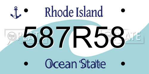 587R58 Rhode Island License Plate
