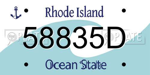 58835D Rhode Island License Plate