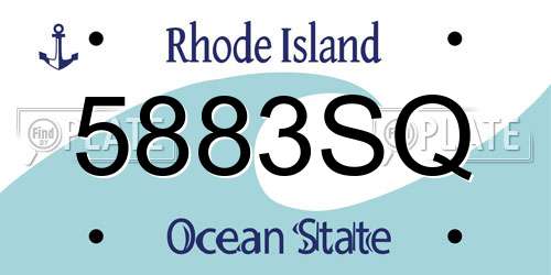 5883SQ Rhode Island License Plate