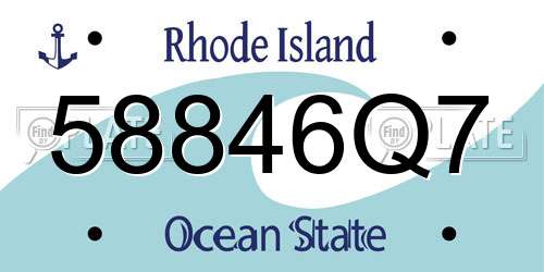 58846Q7 Rhode Island License Plate