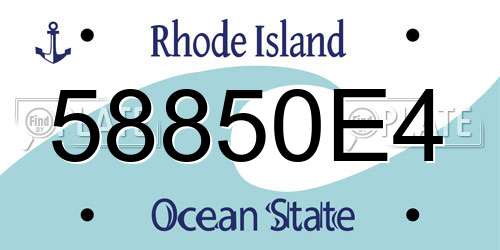 58850E4 Rhode Island License Plate